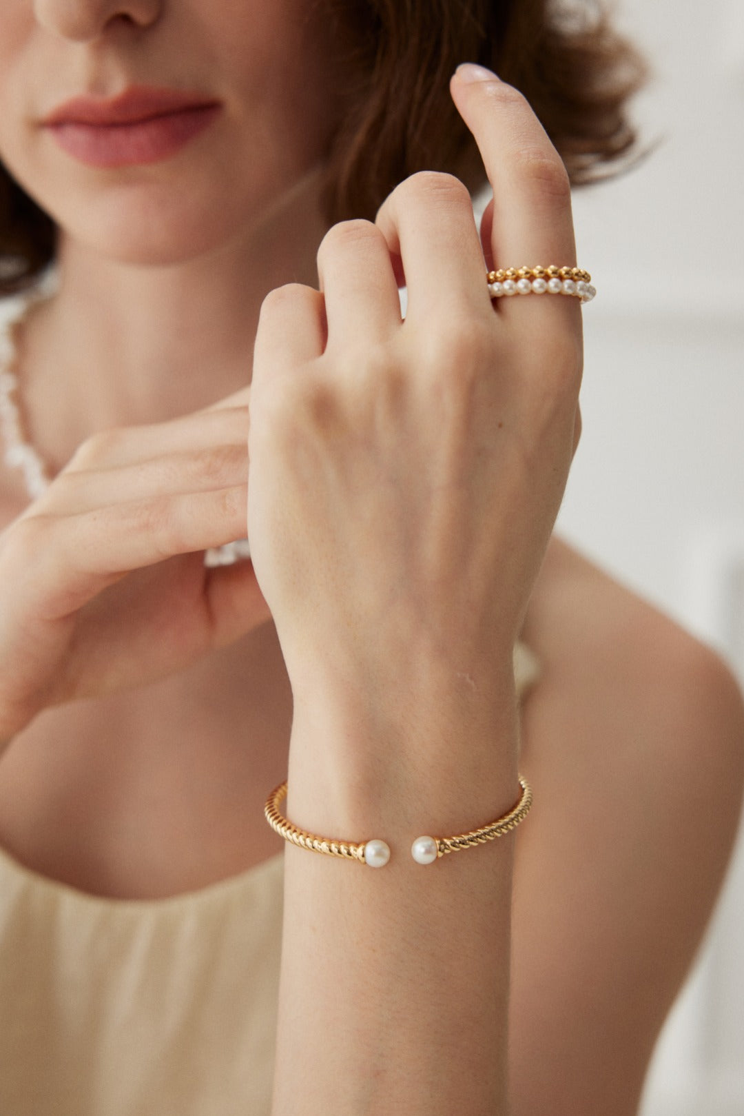 Twist Pearl Cuff Bracelet